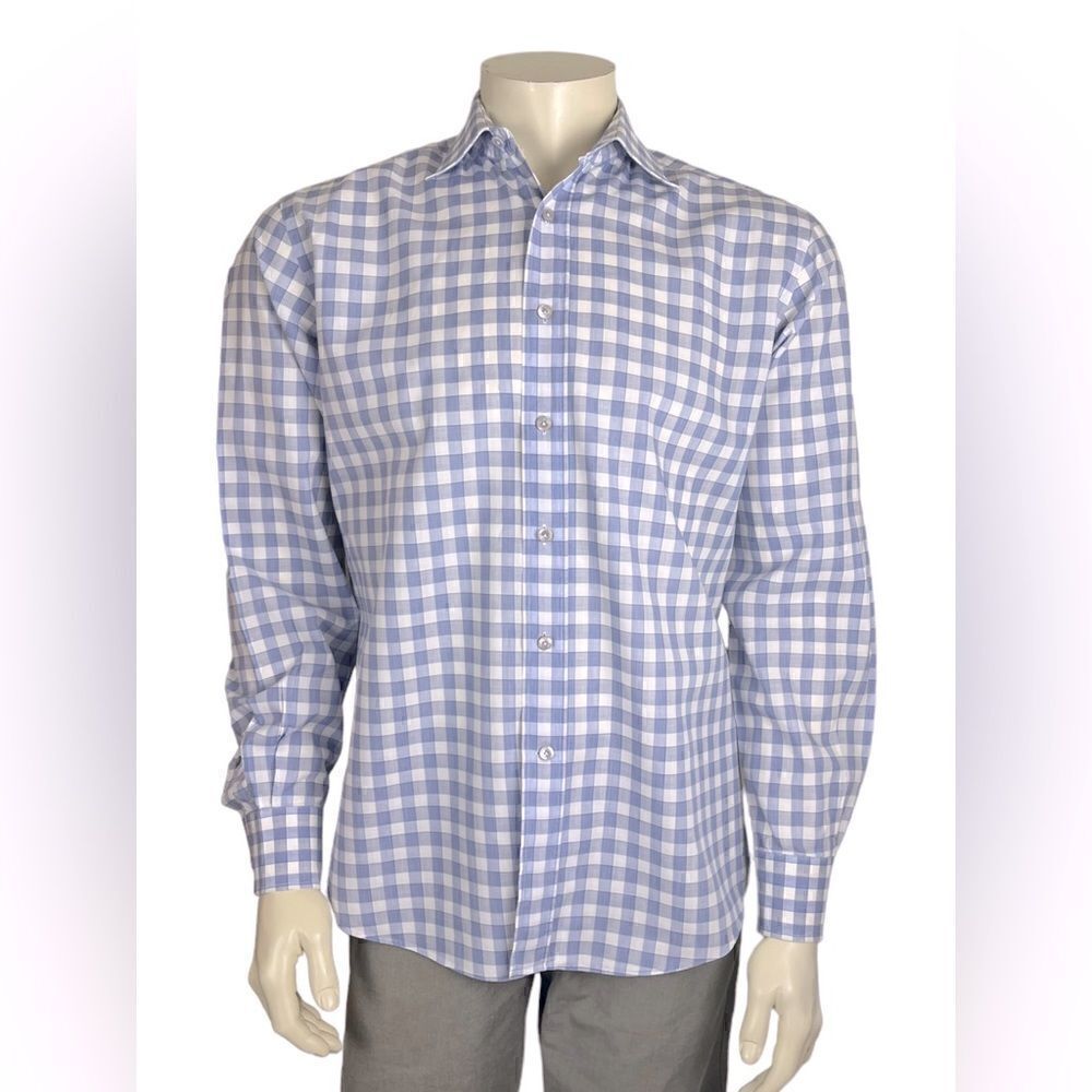 Lanvin Men's L/S Cotton Plaid Casual Dress Shirt Great Condition Size 41/16 - Picture 7 of 9